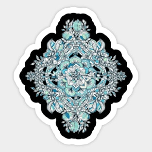 Floral Diamond Doodle in Teal and Turquoise Sticker